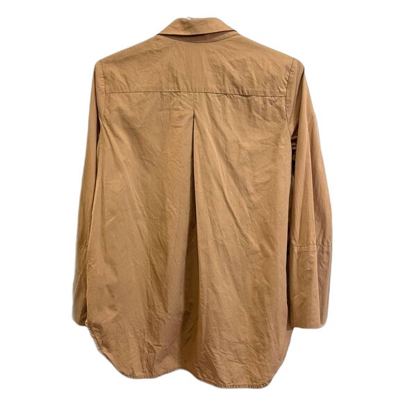 VETTA Brown Organic Cotton Button Up Blouse Shirt Top Women's Size Small - Picture 6 of 11